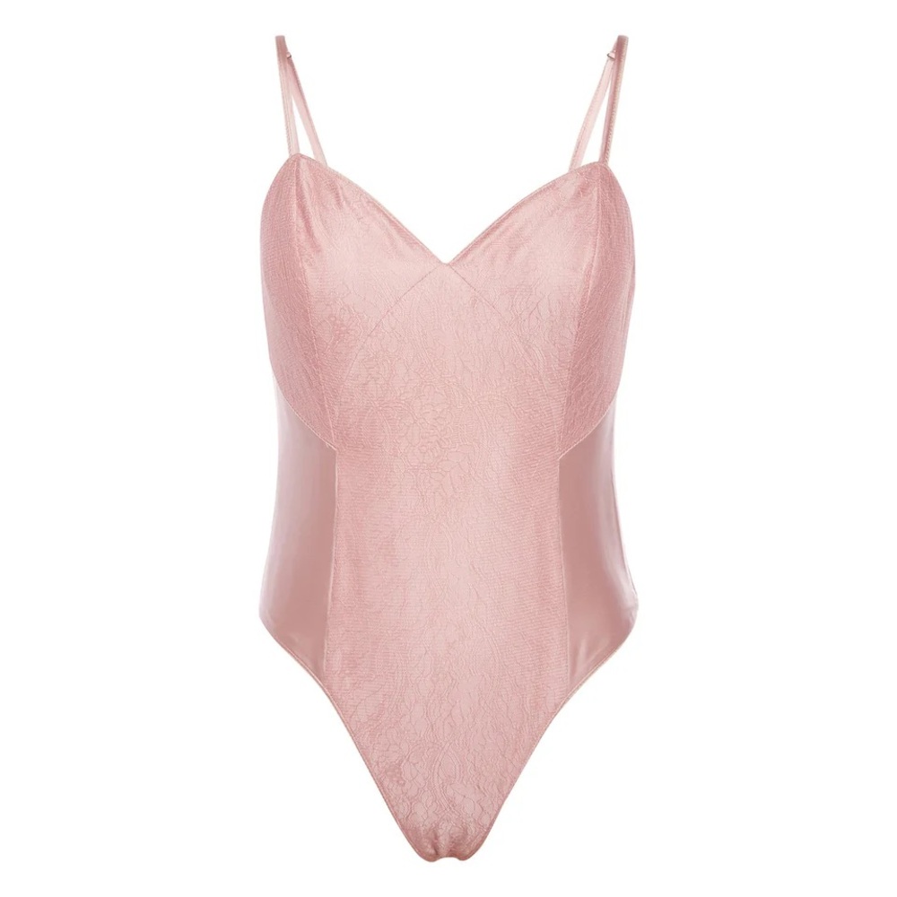 NWT Lani the Label Victoria Blush Pink Satin Lace Bodysuit Sz L Summer Party 90s - Picture 5 of 15